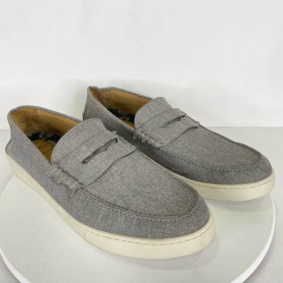 Nordstrom 1901 Napa Penny Loafers Men's Sz 13M Grey Linen Slip On Preppy Casual - Picture 1 of 11